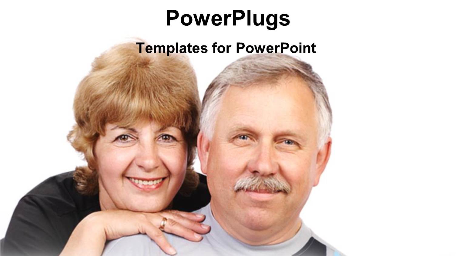 an Elderly Male and Female Couple Smiling Over a White Background