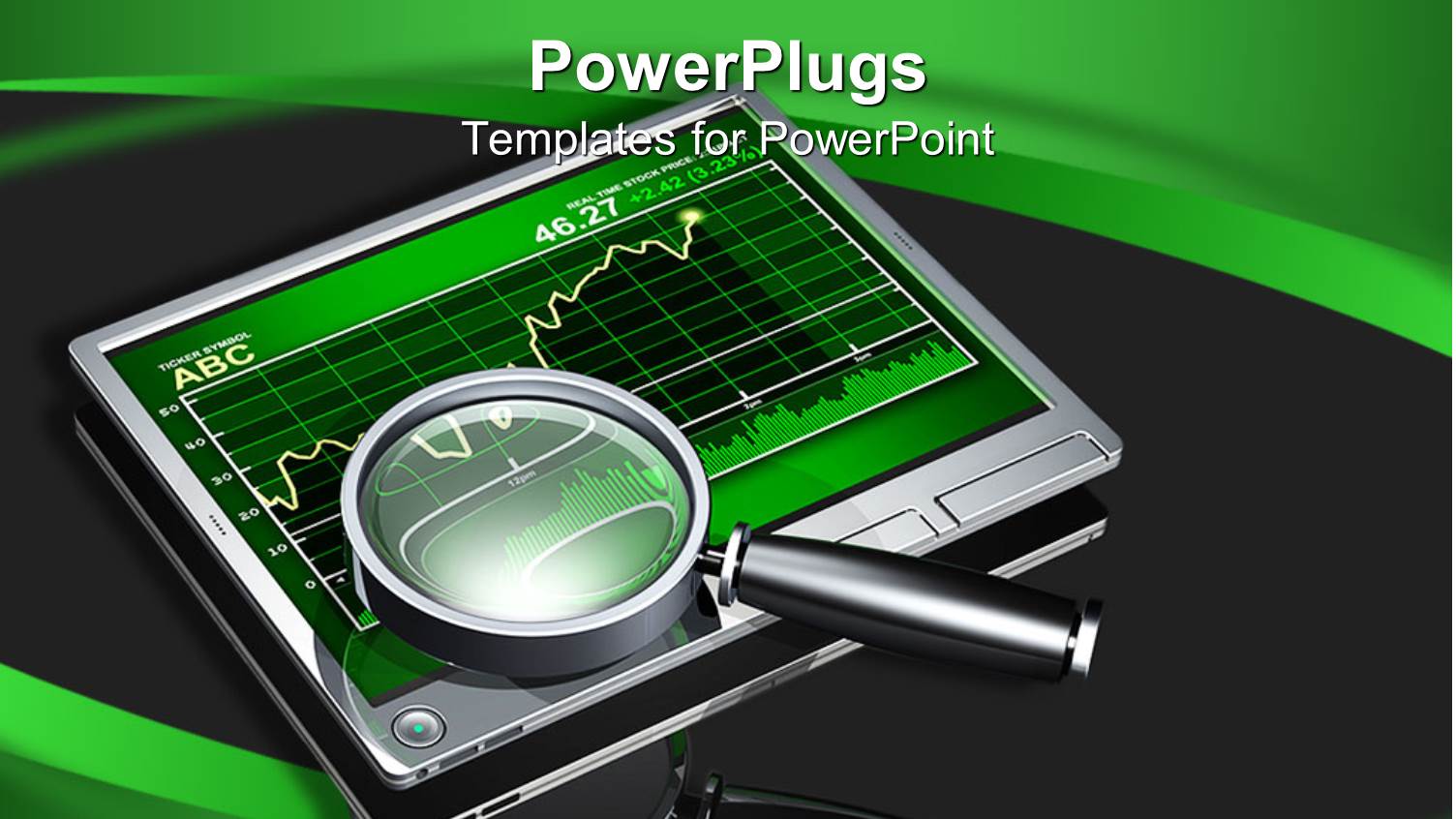 Electronic Screen with Green Chart with a Magnifying Glass