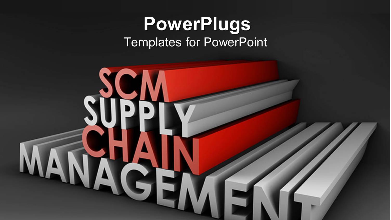 Elongated Red and Silver Color  3D SCM Supply Chain Management Text