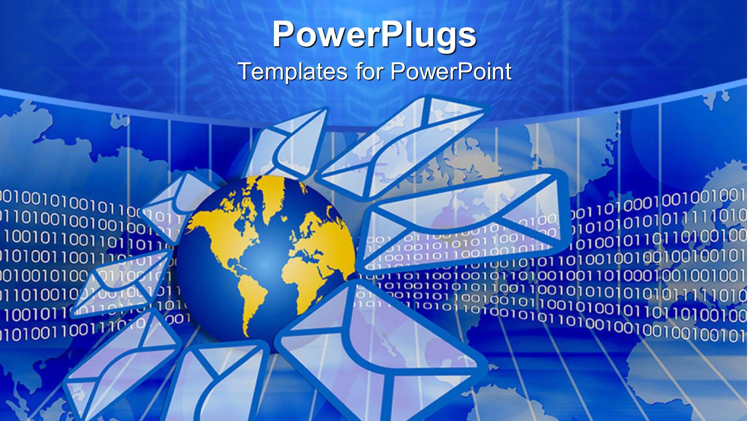 Email Concept with Letters Surrounding Globe Map, Binary Code Flying across World Map