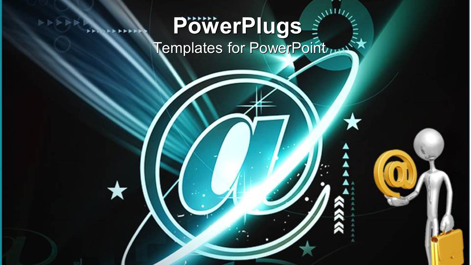 Email Concept with Silver Person Holding at Symbol with Briefcase