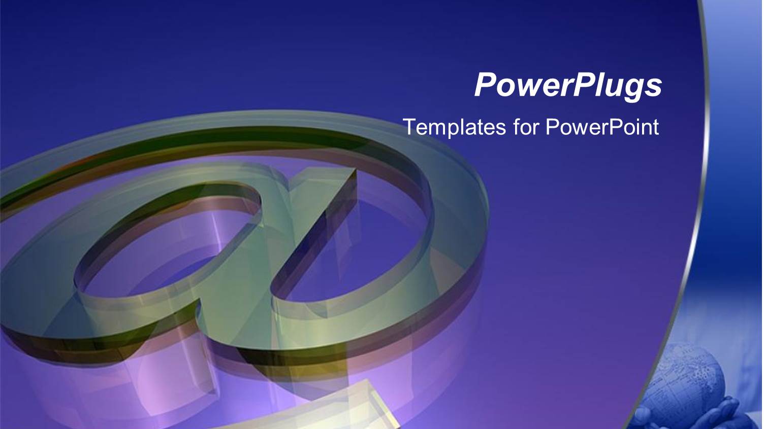 @ Email Symbol on Purple Background and small Depiction of Hands Holding Globe