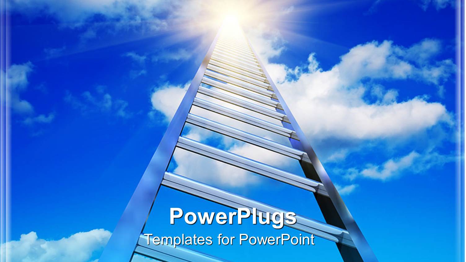 Endless Ladder Stretching into the Blue Cloudy Sky