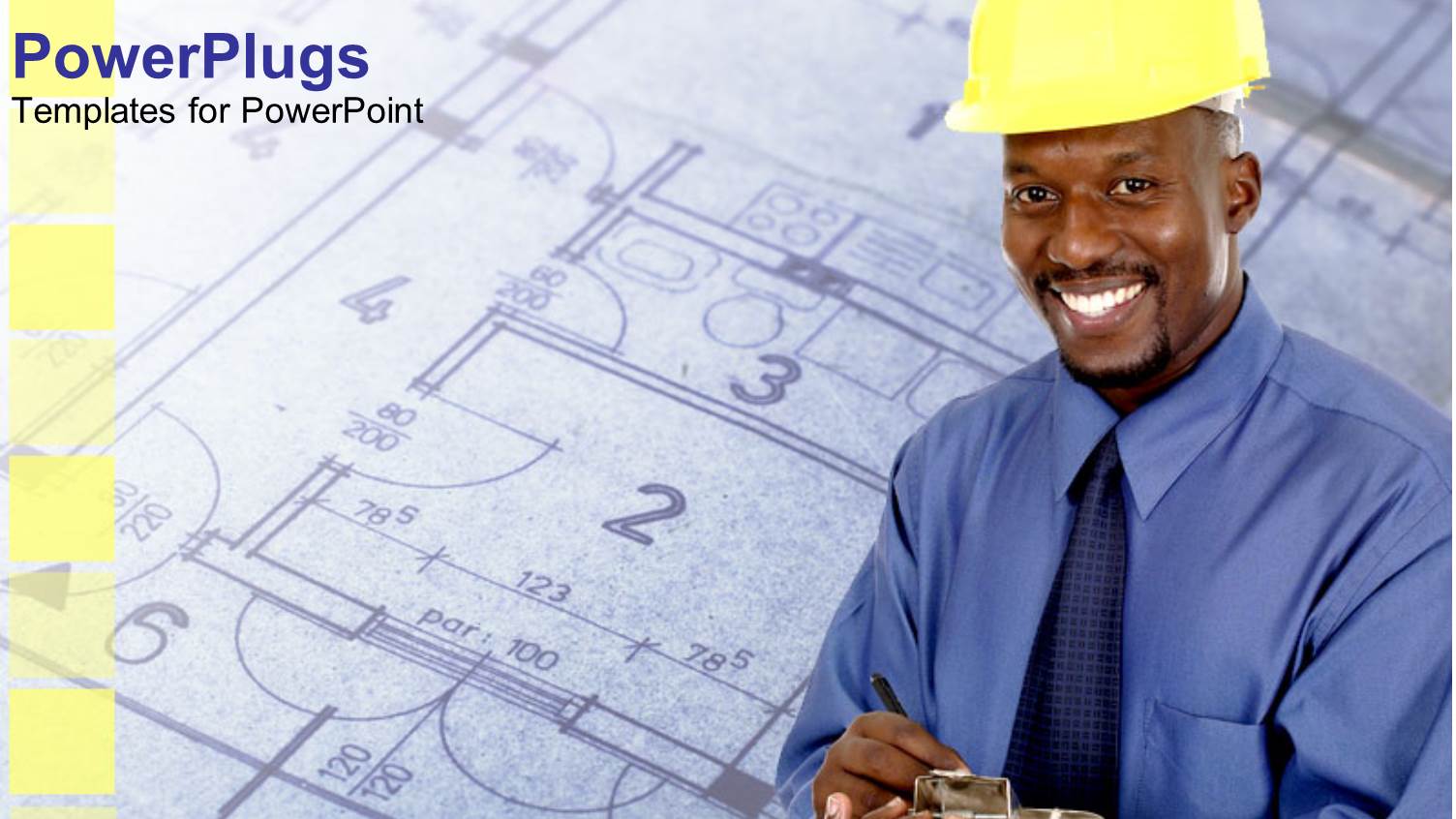 an Engineer Smiling with a Design in the Background