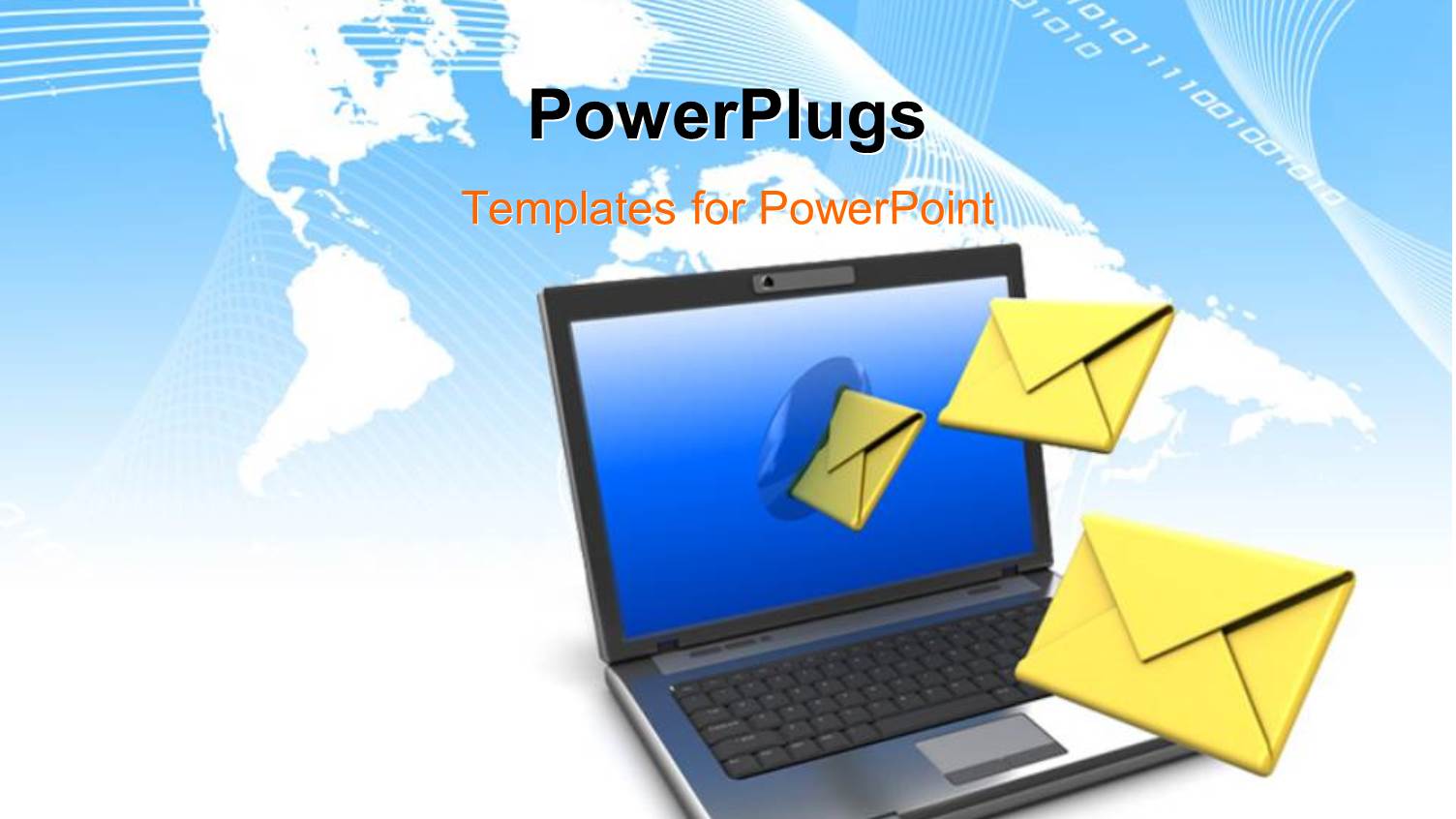 Envelope Symbols Popping Out from Laptop Screen Over World Map