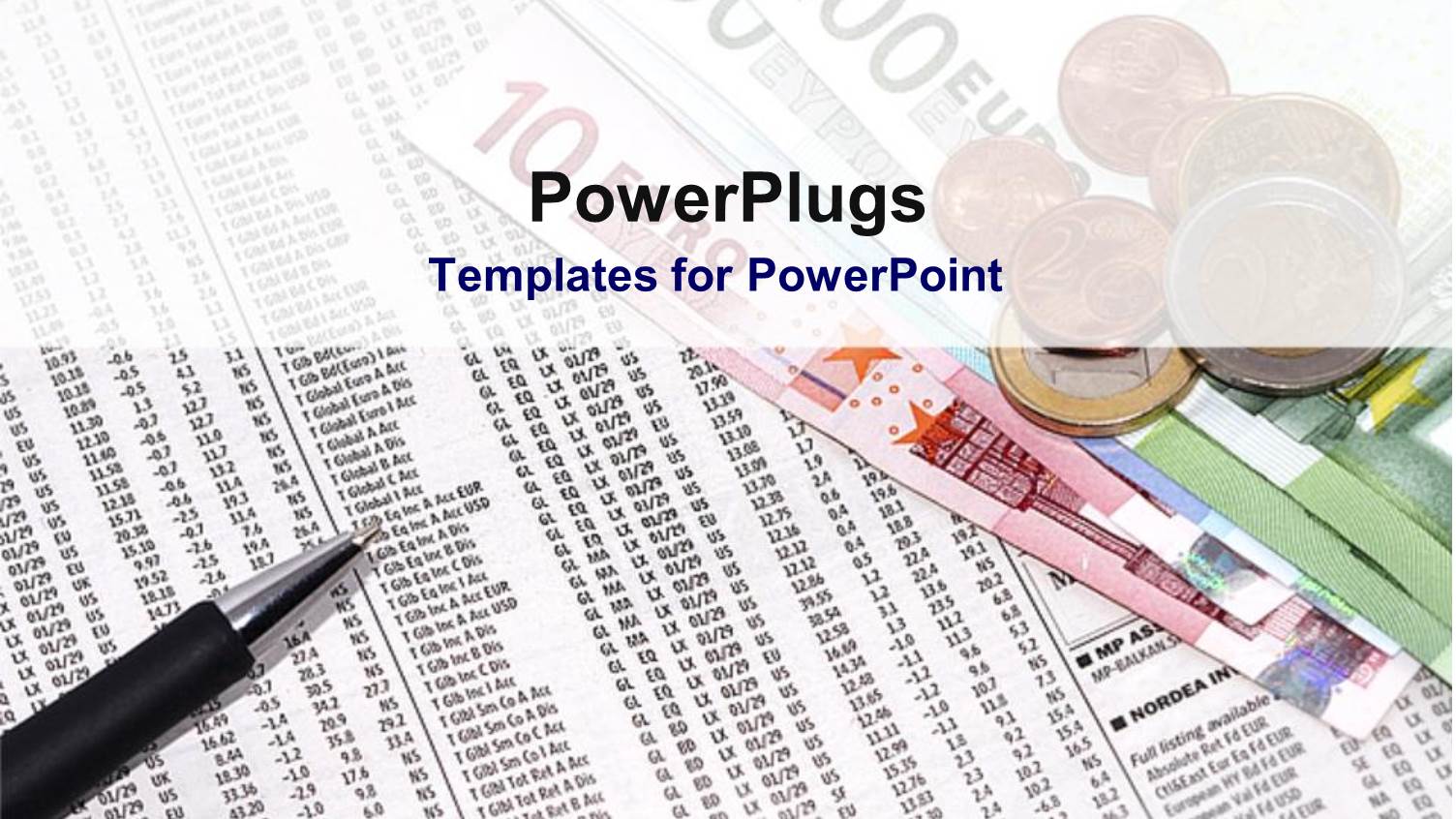 Euro Bills and Coins with Pen Placed on FInancial Document