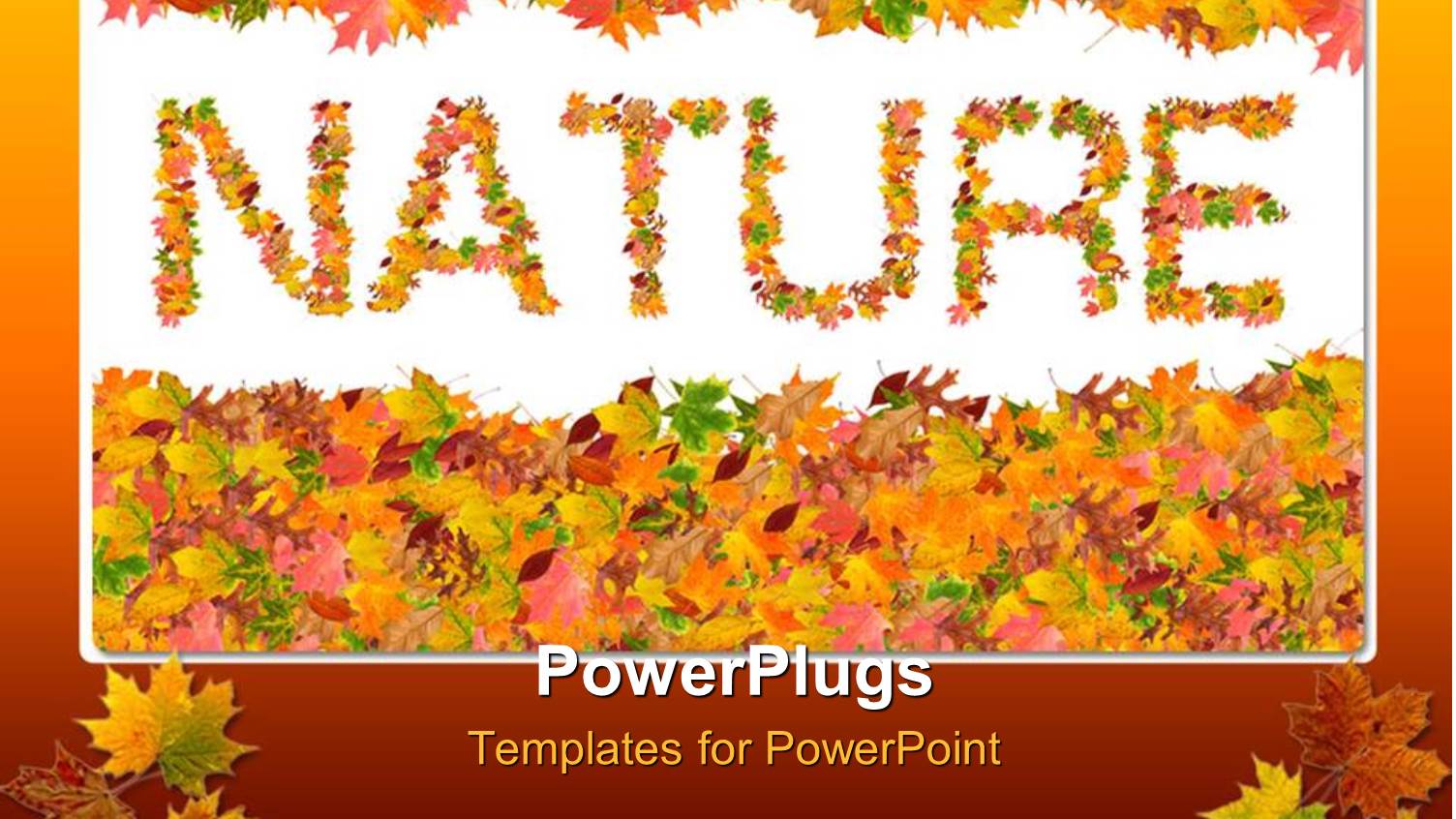 Fall Leaves Spelling Out the Word Nature, Autumn Color Border