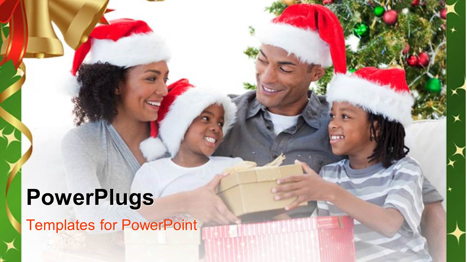 a Family Celebrating Christmas with White Background