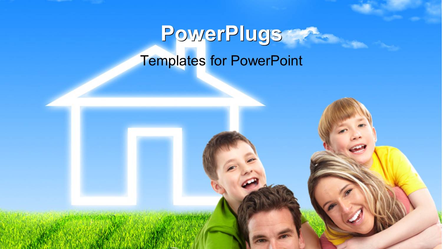 a Family with  Design of a House in the Background