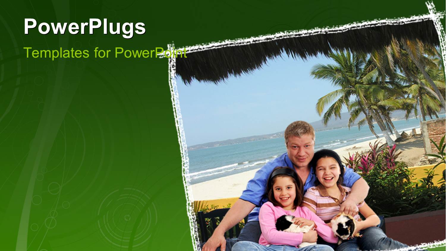 Family Enjoying their Pet at Beach with Trees