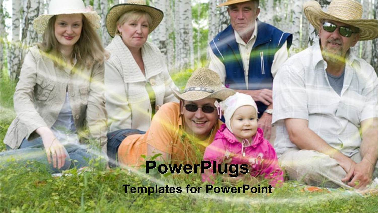 Family in the Forest Scenery, Baby with Parents and Grandparents
