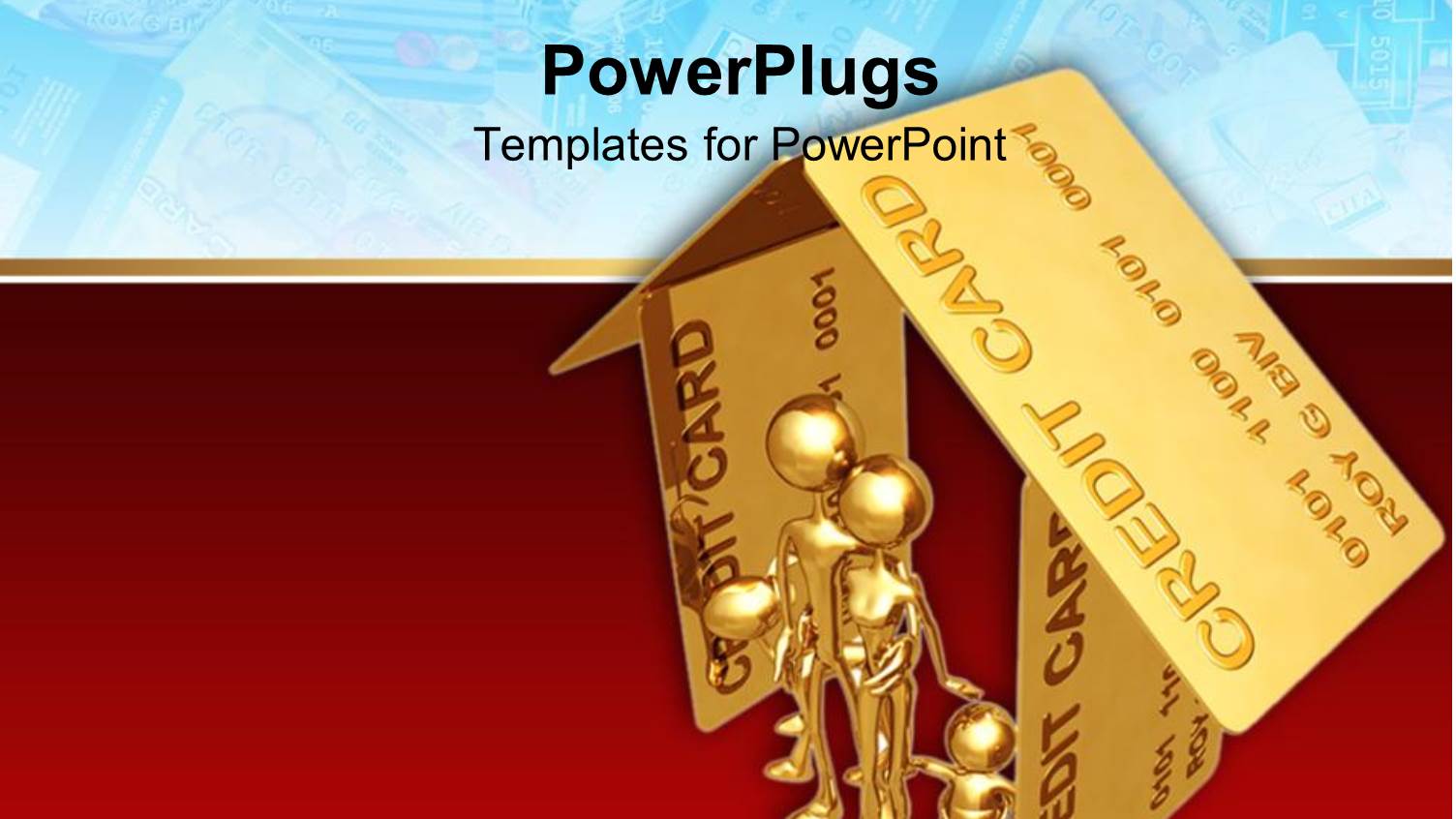 a Family Inside a House Made of Credit Cards