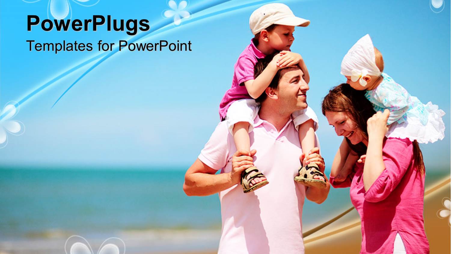 Family with Mother, Father, Boy and Baby Girl at the Beach, Vacation, Travel