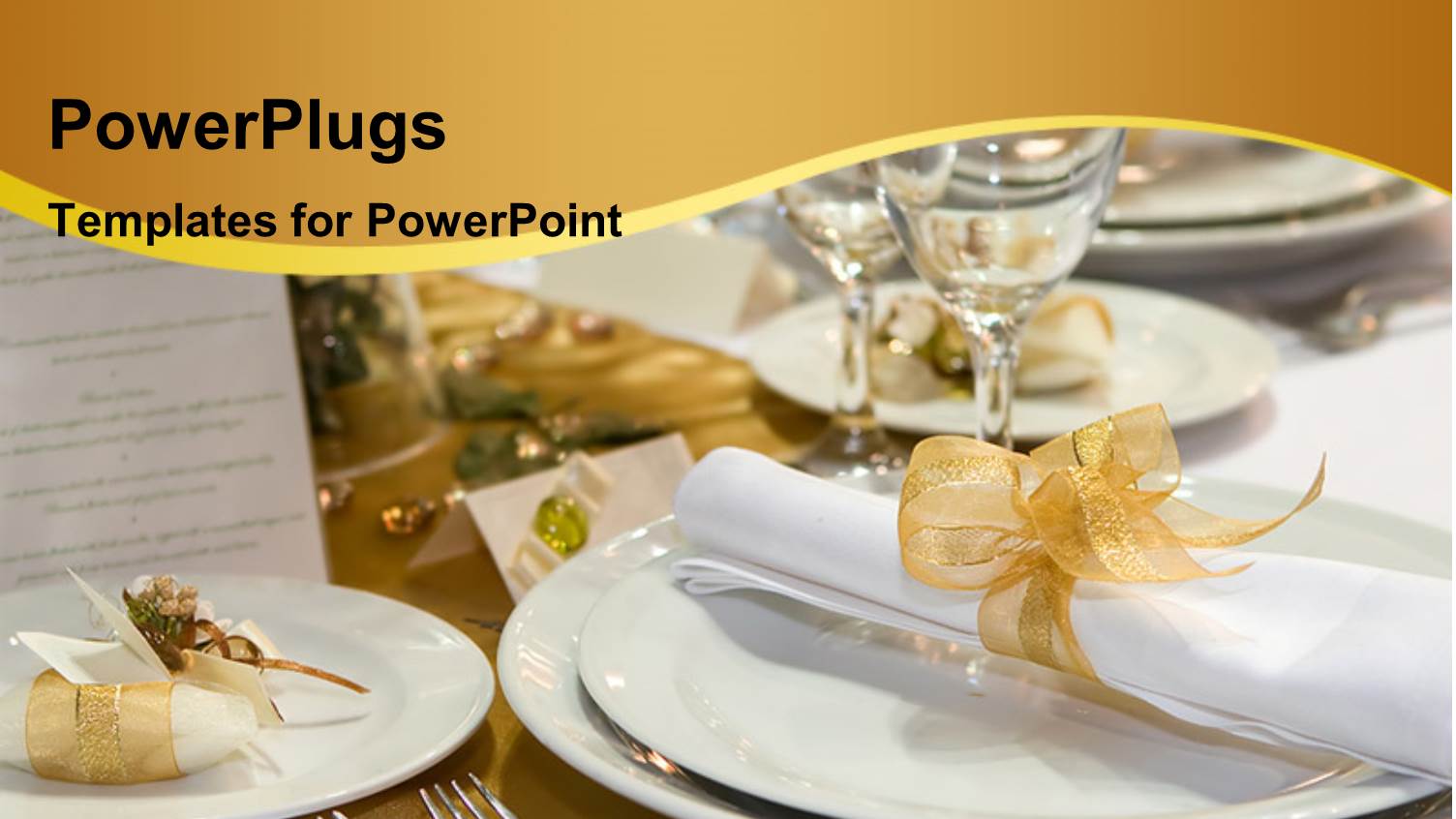 Fancy Table Set for a Wedding Dinner with a Nice Curve