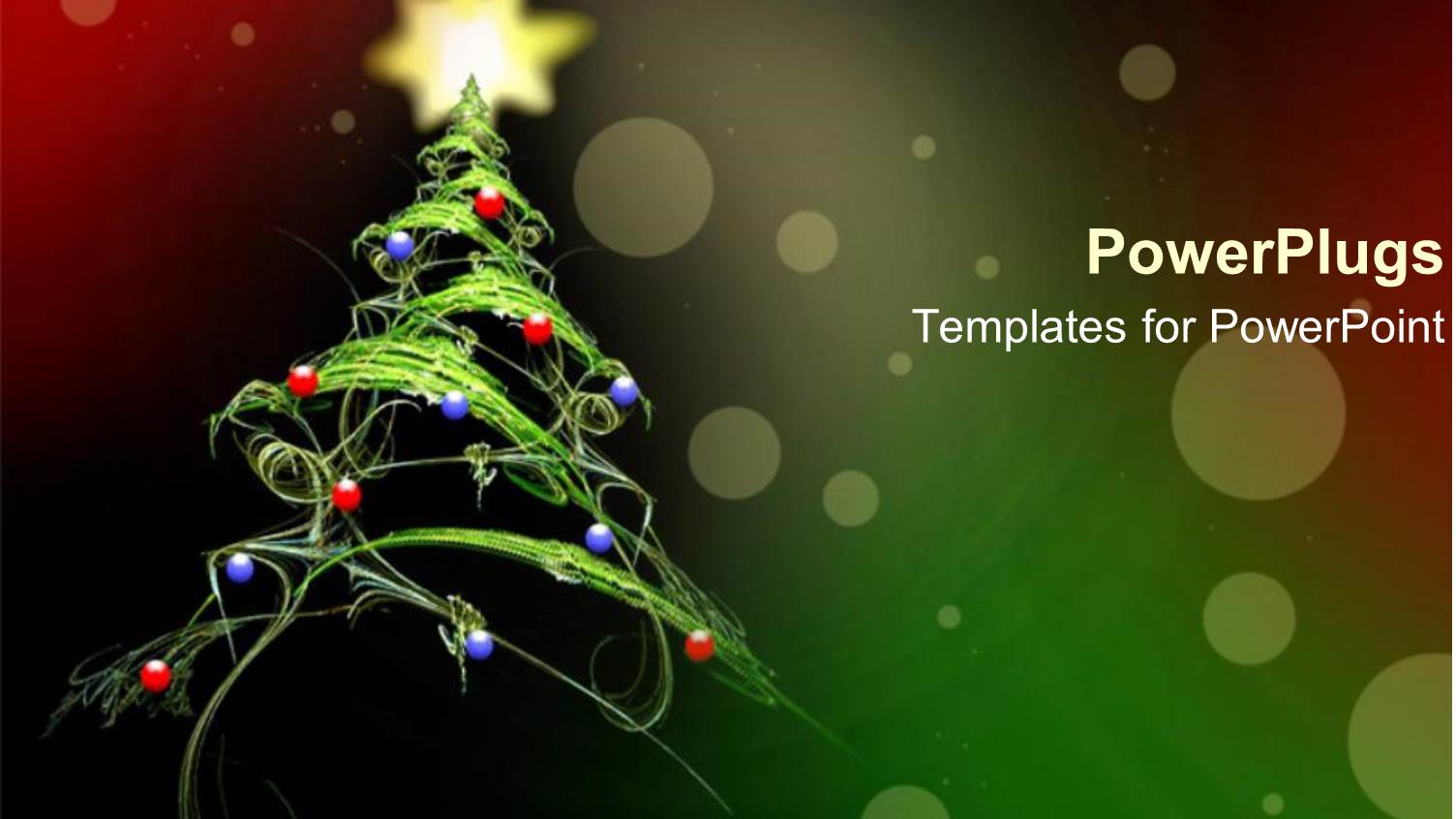 Fantasy Beautiful Green Christmas Tree with Decorations and Yellow Star on a Red Background