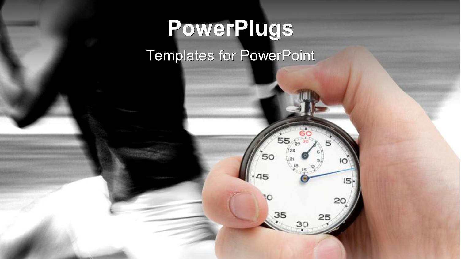 Fast Runner in Black and White Being Timed with a Stop Watch