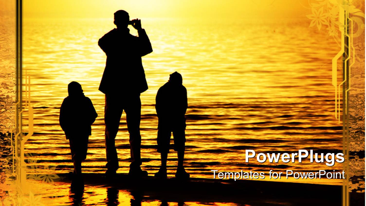 a Father with his Kids on a Beach