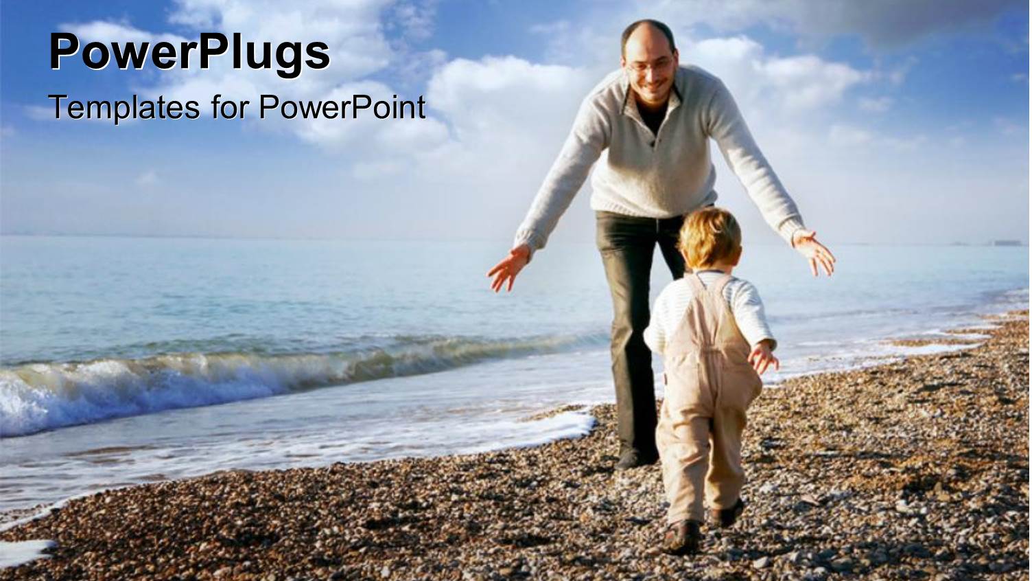 Father and Son Playing on the Beach with Nature