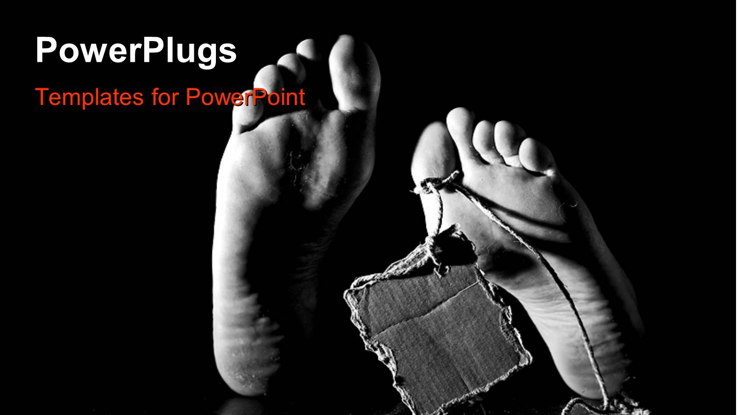 Feet of Dead Body with small Cardboard Square Tied to Toe