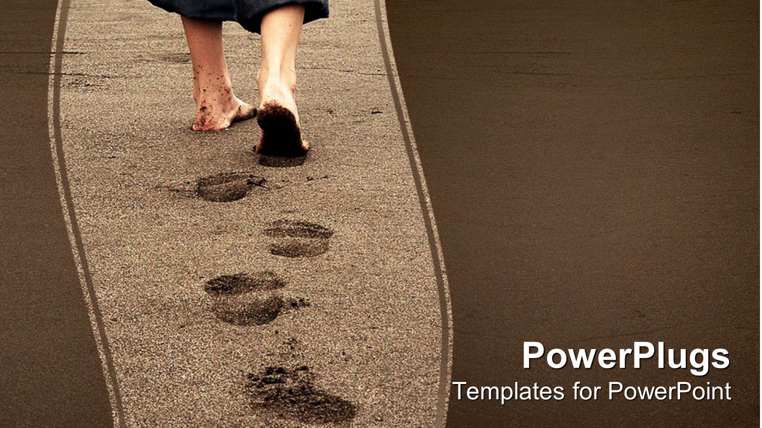 Feet of a Person Leaving Footprints on a Beach on Sandy Background