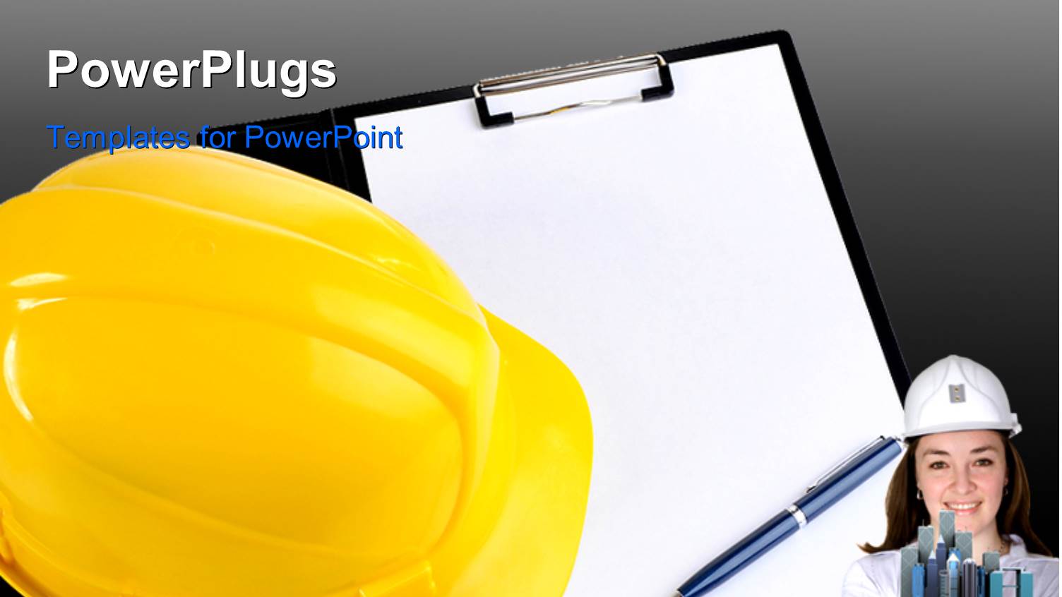 a Female Contractor with a Paper Clip Board and Yellow Construction Cap