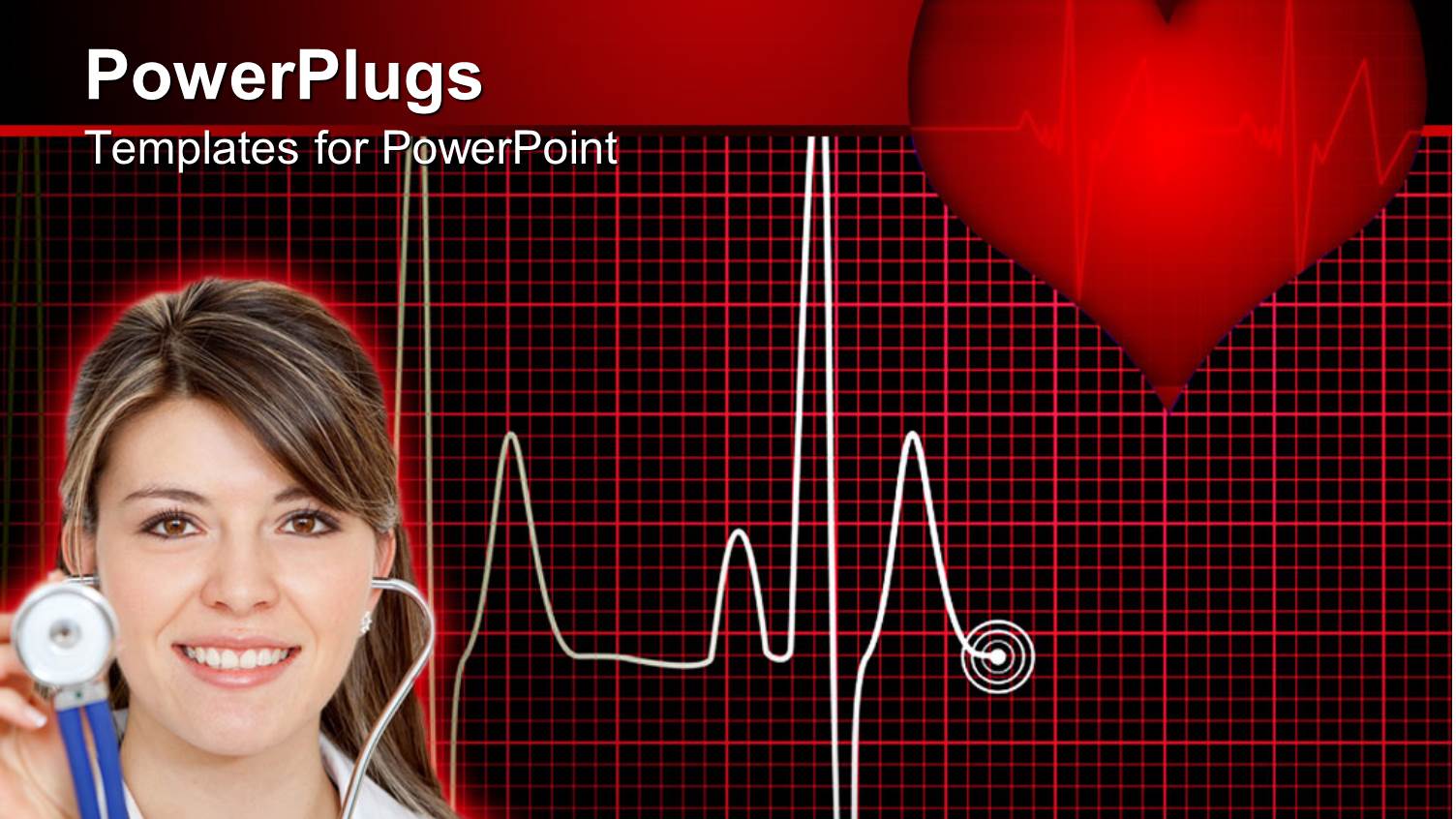 Female Doctor Smiling with a Stethoscope and a Heart Diagram