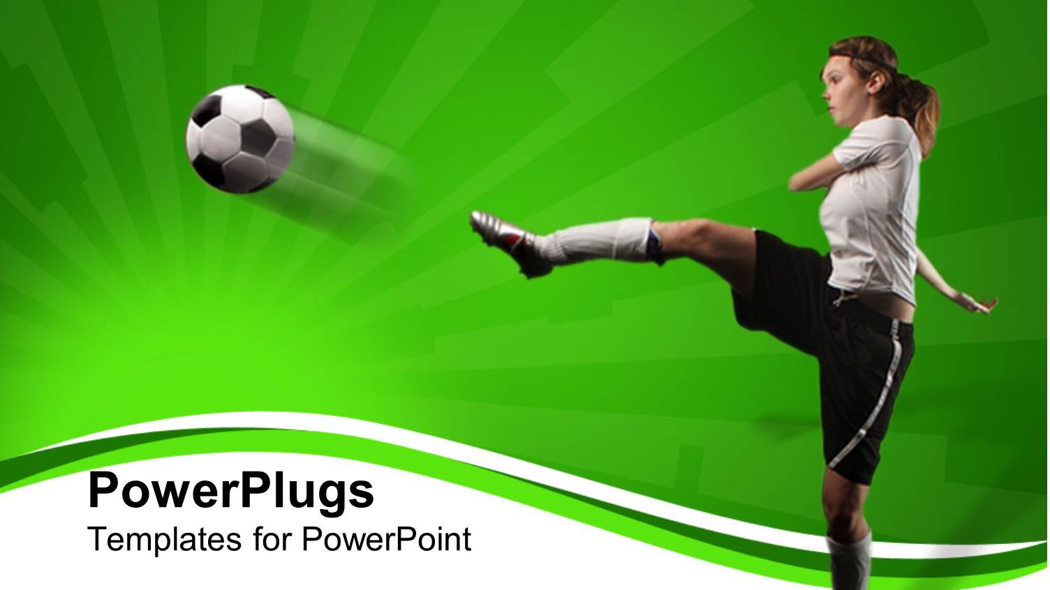 a Female Football Player Hitting the Ball with Force