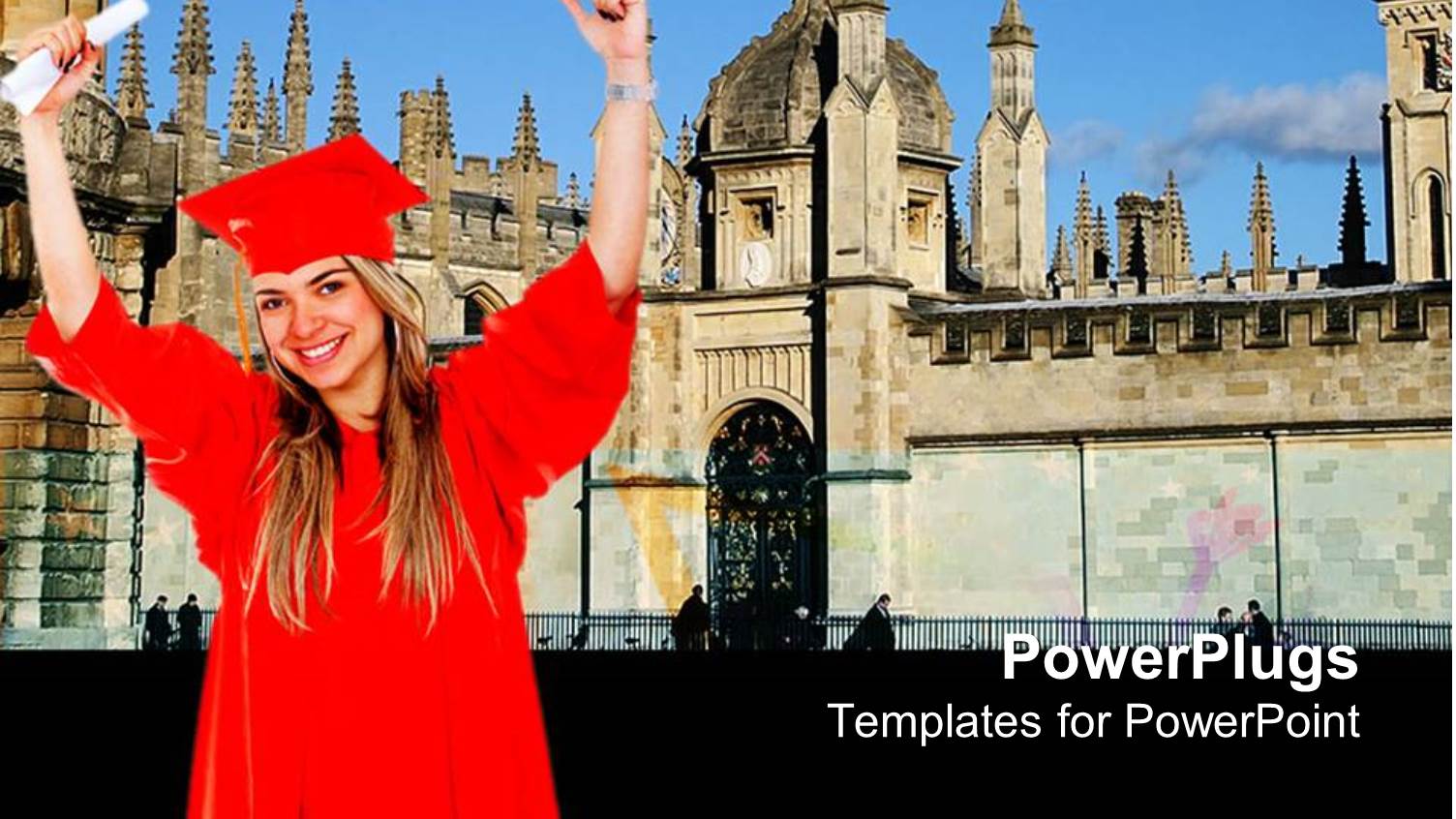 a Female Graduating Student with a Red Colored Cape and Scroll