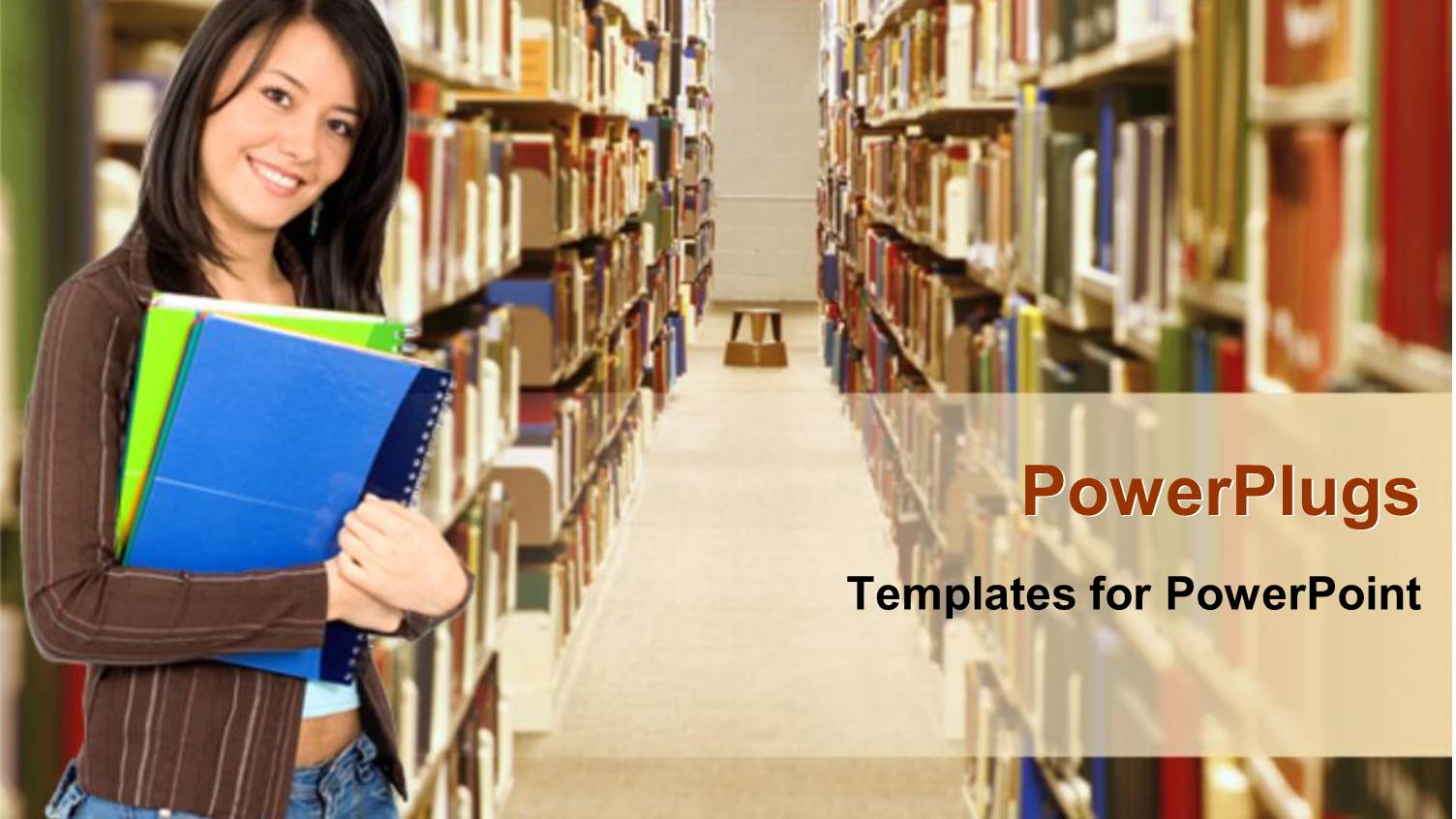 a Female Standing in the Library