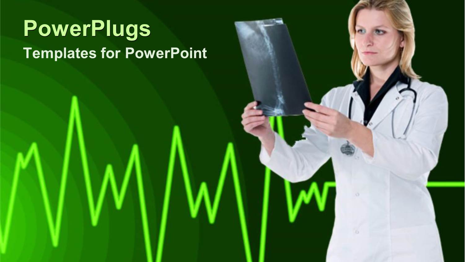 a Female with Stethoscope Holding Up an Xray