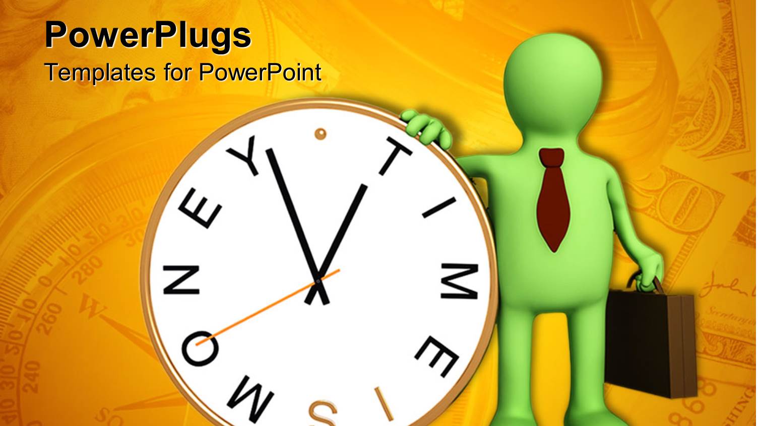 a Figure Holding the Clock with Dollar Notes in the Background