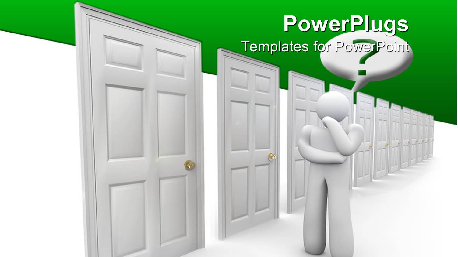 Figure of Man with Hand on Chin Ask Questions Beside Closed Doors