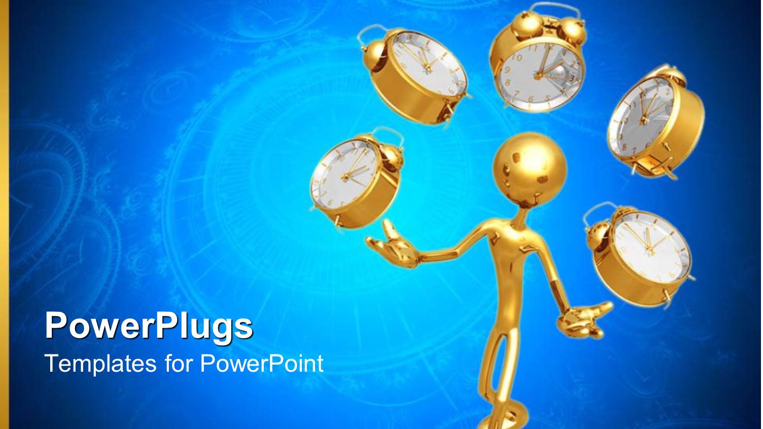 a Figure Playing with Clocks and Bluish Background