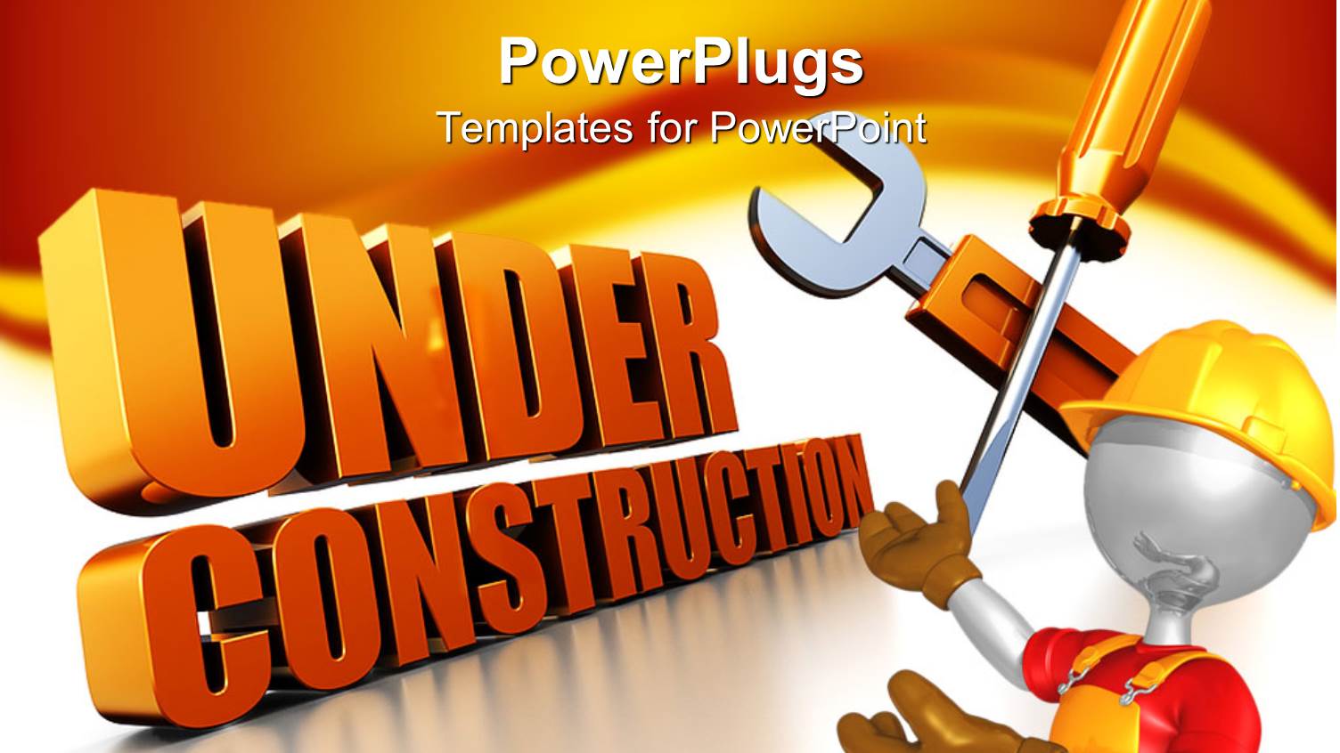 Figure in Yellow Hardhat with UNDER CONSTRUCTION and Construction Tools in Background