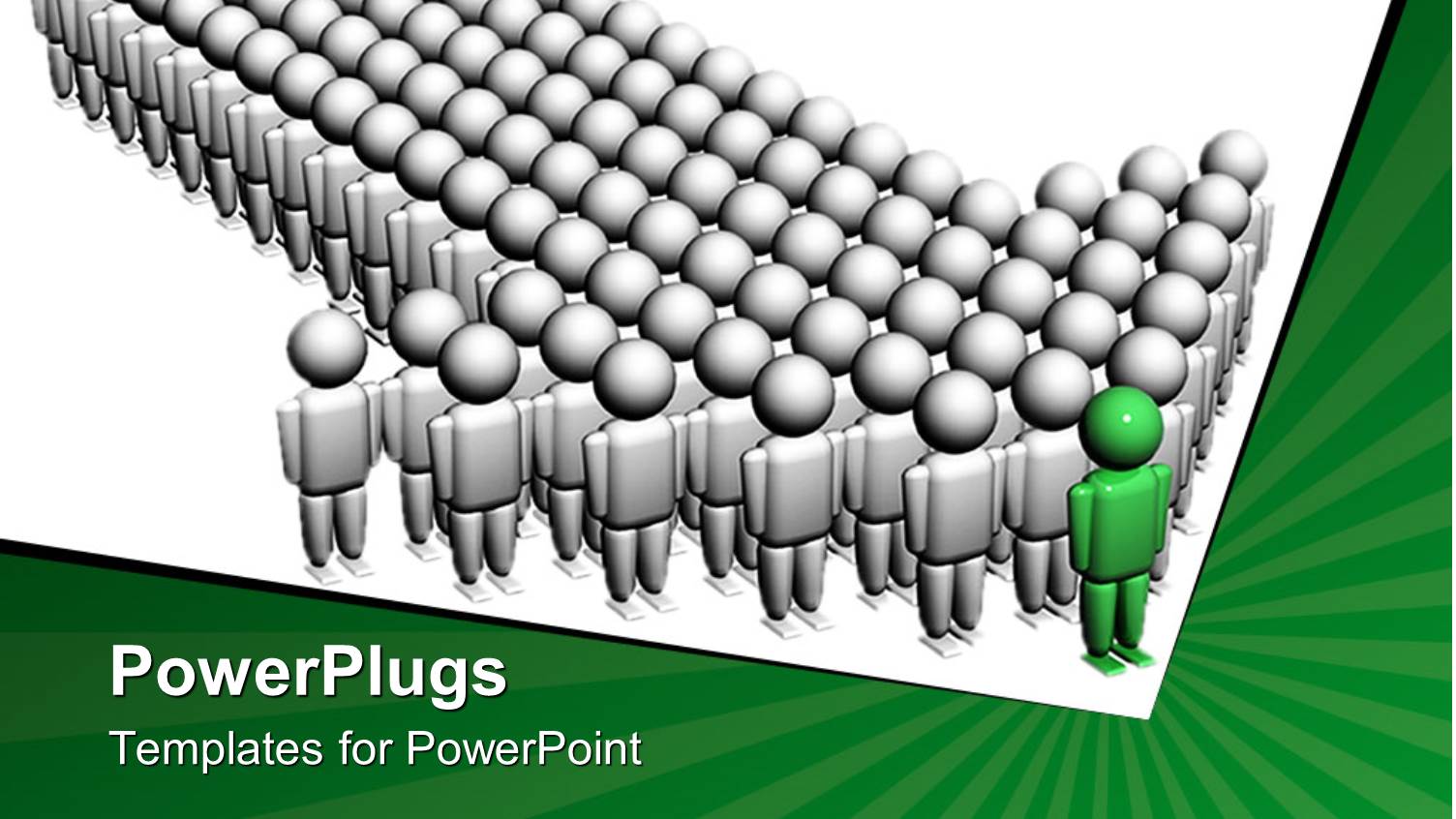 Figures Forming an Arrow with Gray Figures Lead by Green Figure on Top of Arrow