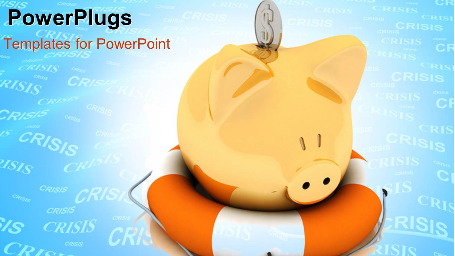 Financial Crisis with Crisis is Blue Background with Piggy Bank on Lifesaver