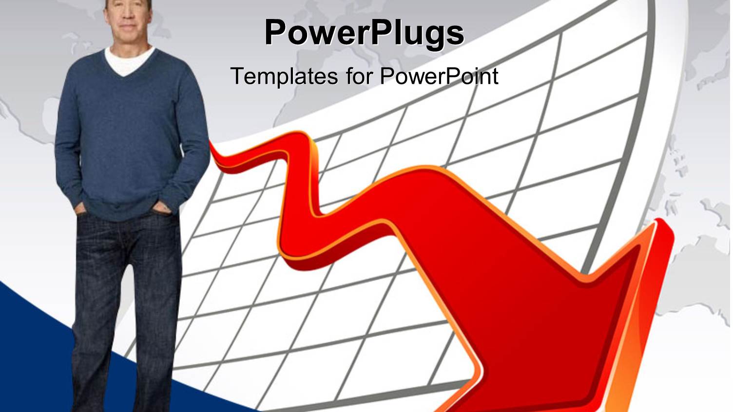 Financial Crisis Depiction with Business Standing Beside Depressing Chart Over World Map