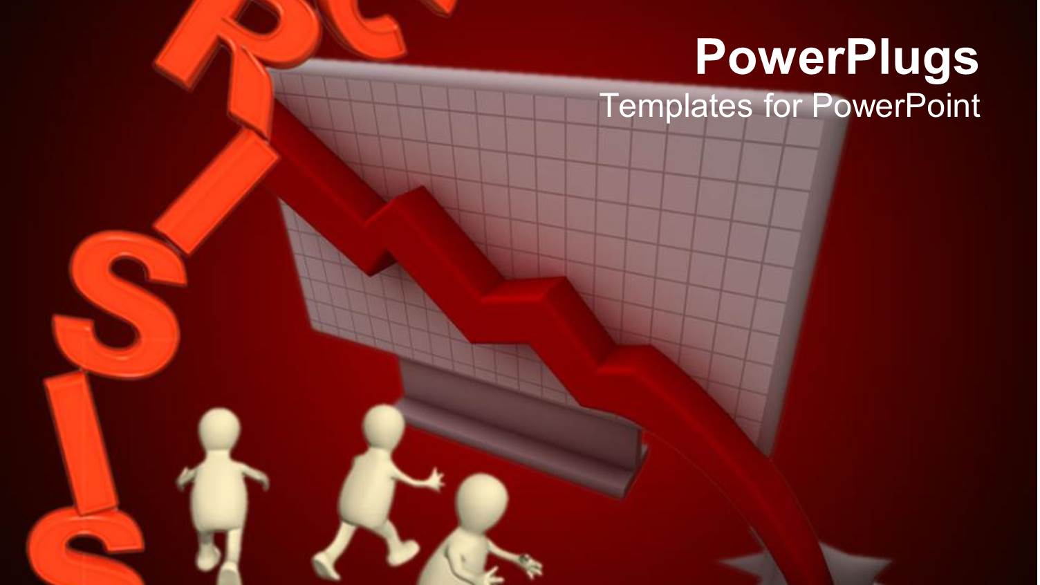 Financial Crisis Depiction with Crashing Line Chart and Confused 3D Men