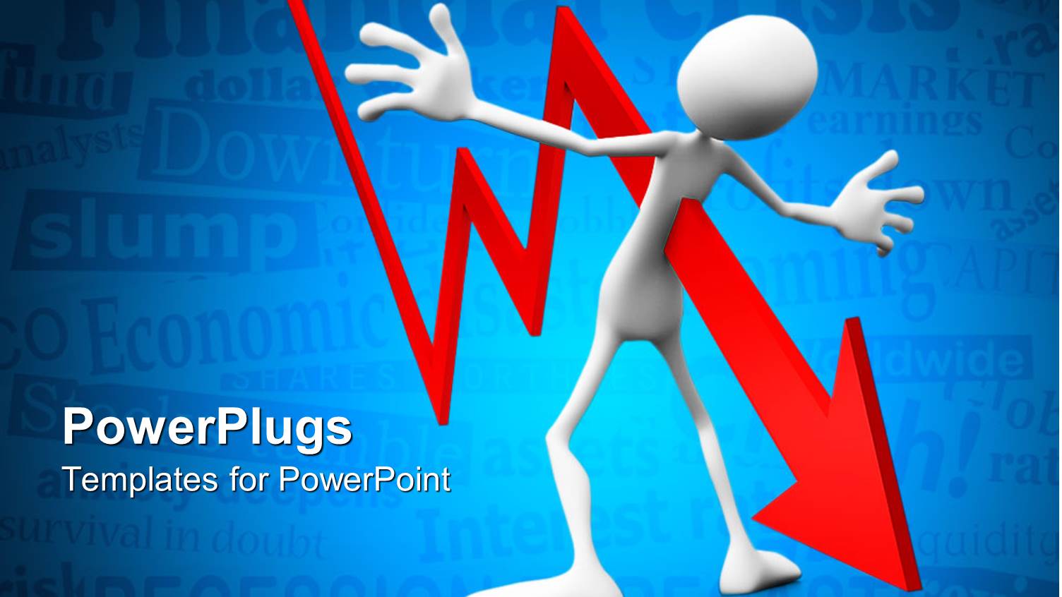 Financial Crisis as Falling Graph Pierces Man's Heart