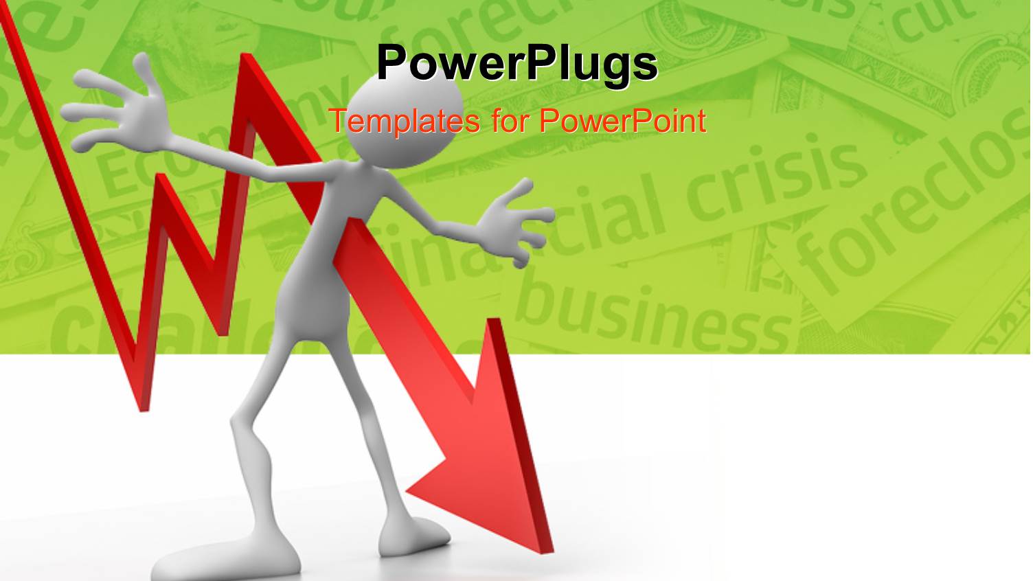 Financial Crisis with Red Arrow Piercing 3D Man in Chest