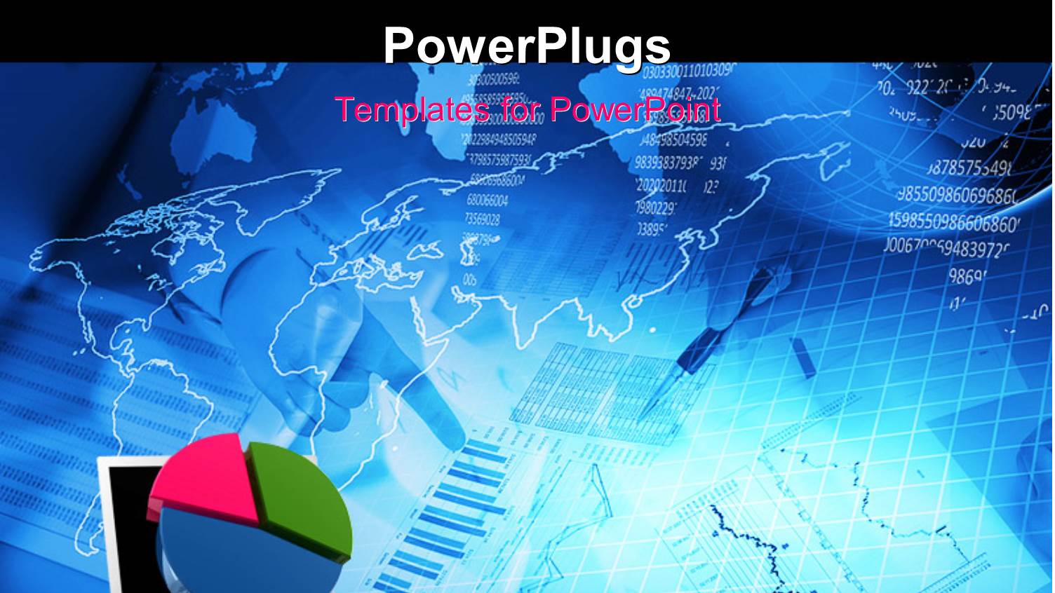 Financial Depiction with Colored Pie Chart on Laptop and Blue Themed Background 
