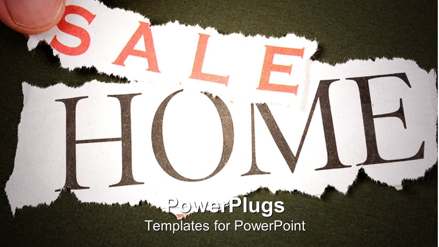 Fingers Placing Red Sale Sign Over Word Home