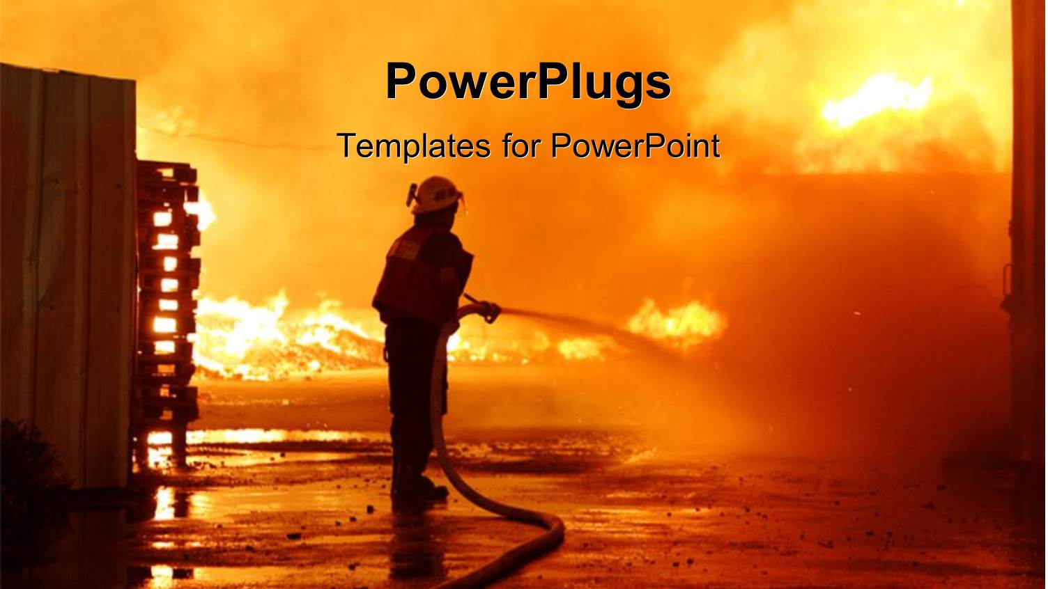 Firefighters in Work with Extinguishing Burning House