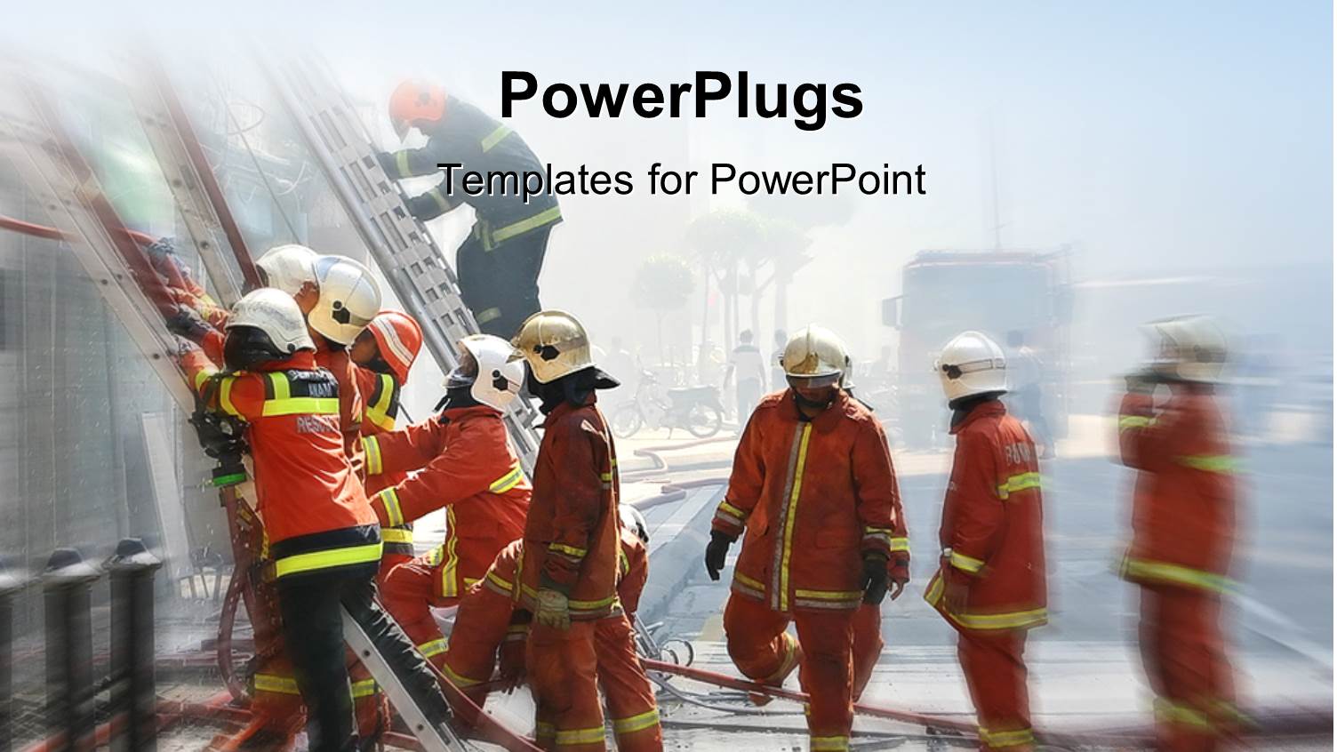 Firemen at Work with Buildings