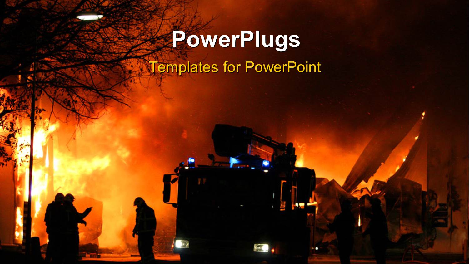 Firemen at Work During a Major Fire