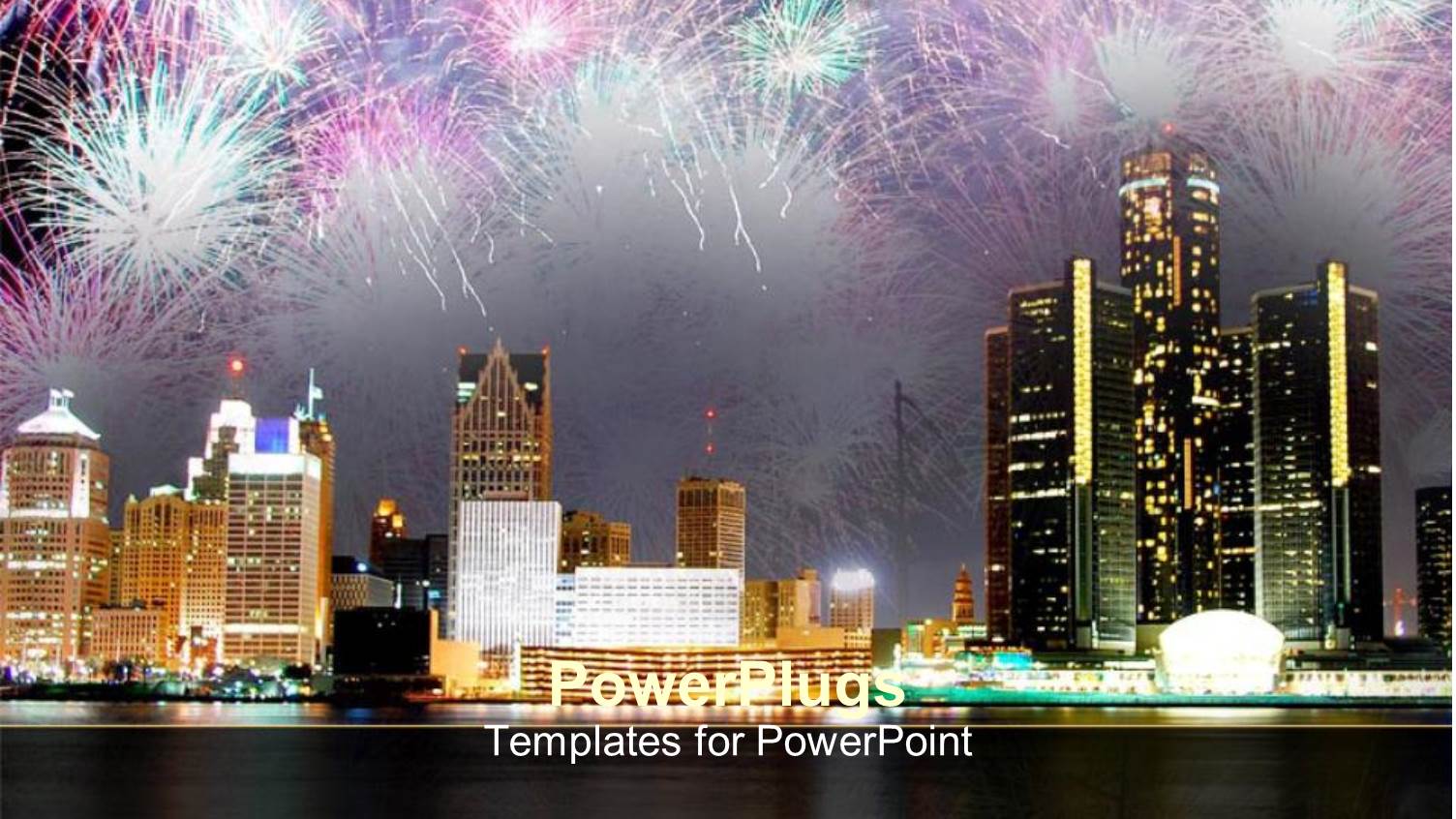 Fireworks Display in Modern City Showing Night Sky