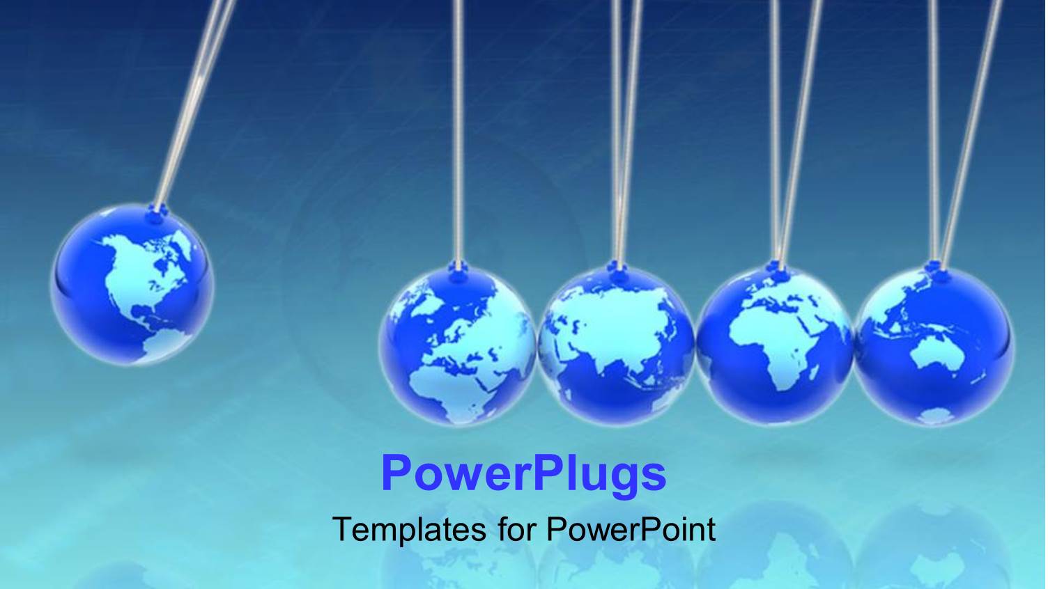 Five Blue Colored Globes Lined Together with a Blue Background