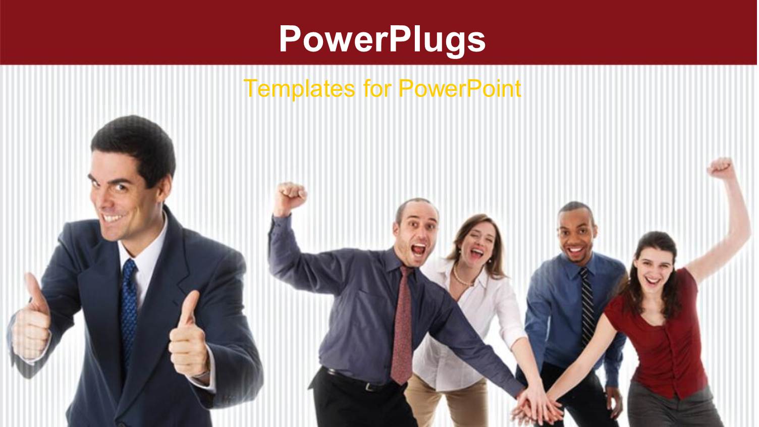 Five Business People with a Leader Smiling and Holding Hands Happily