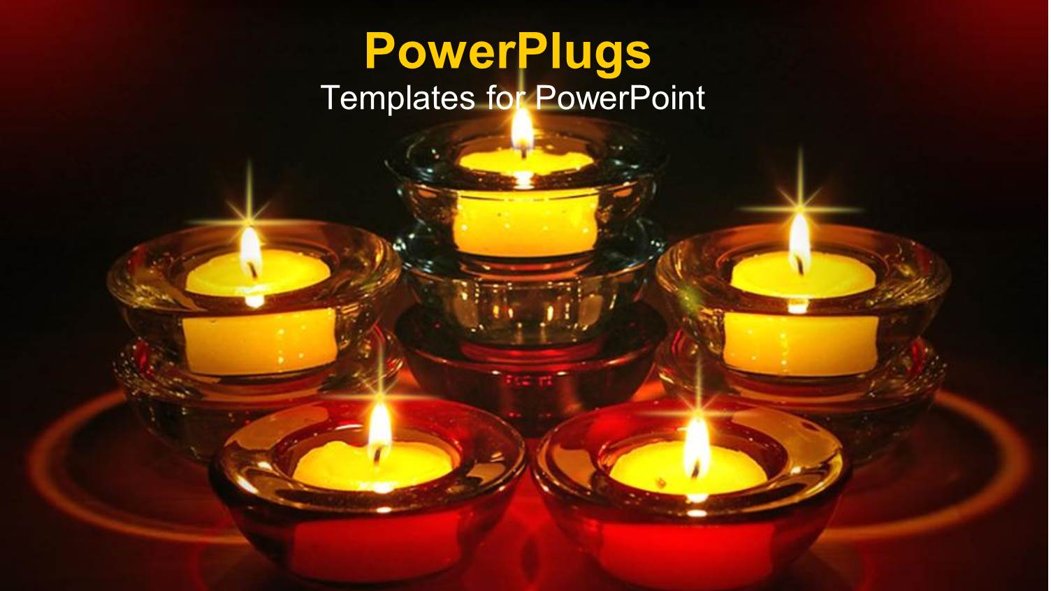 Five Candles in Transparent Glasses with Red Back Ground