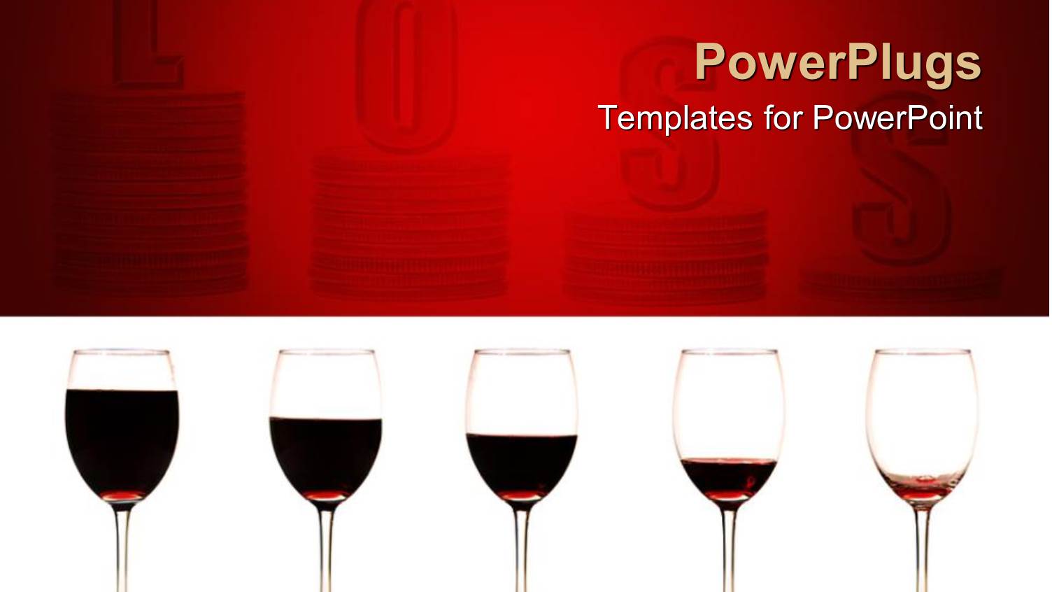 Five Glasses of Red Wine on White Background Glasses of Wine in Line with Gradually Reduced Liquid Loss Letters Word on